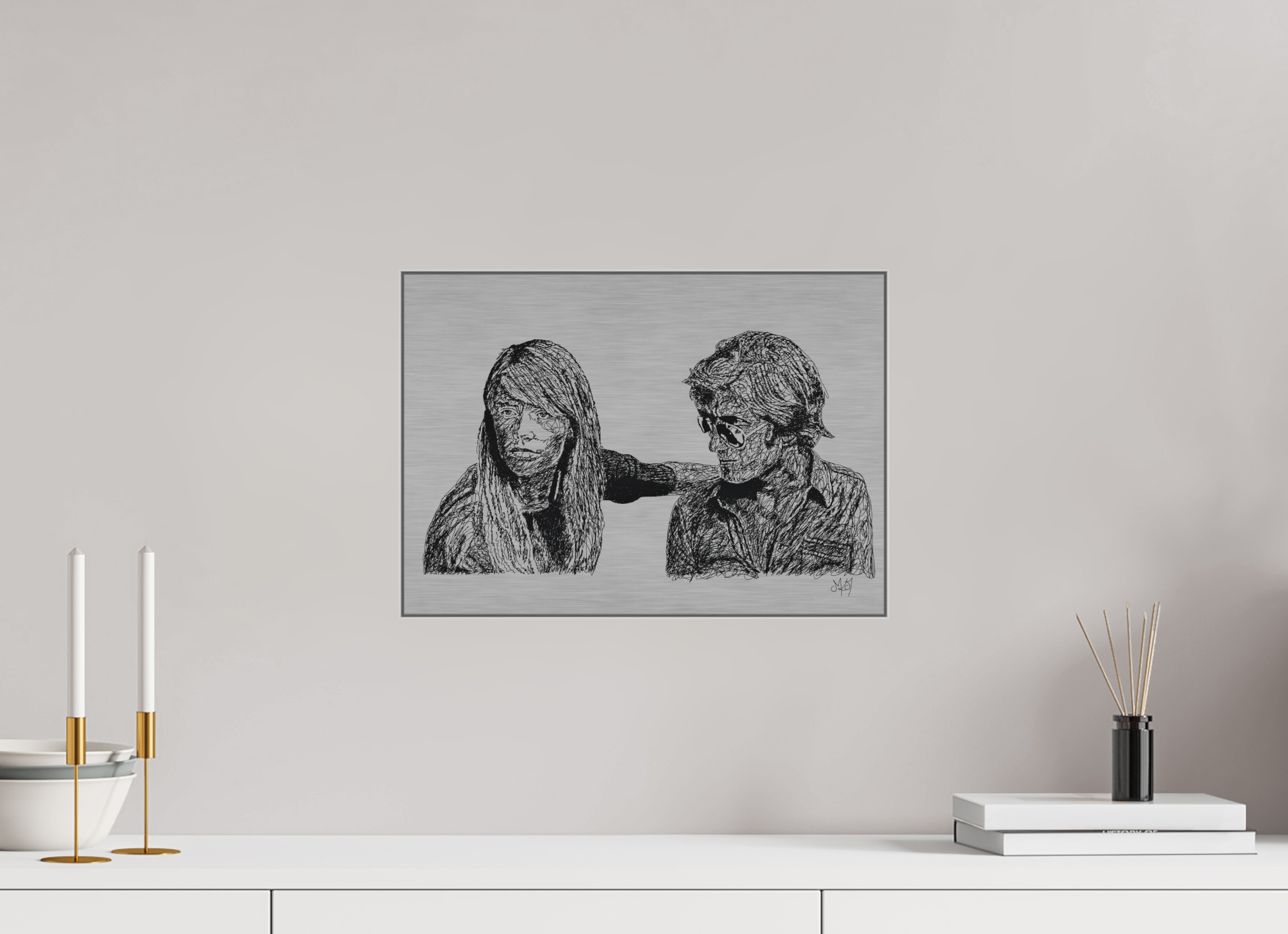 ISO A3 (42 x 29,7 cm), Direct Print on Brushed Aluminium Dibond - Silver Attachment - Dark - Alu Dibond - Silver