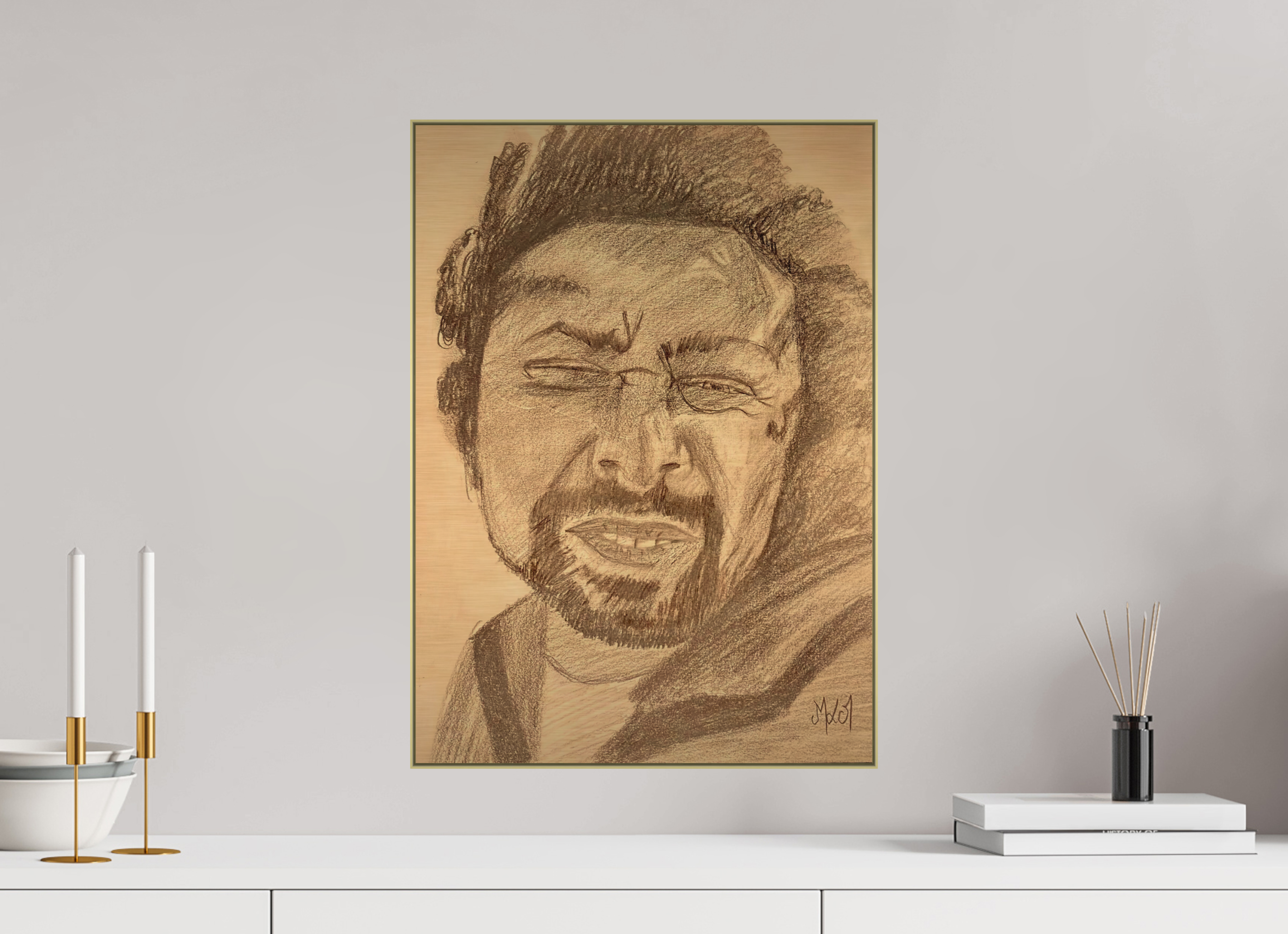 40 x 55,9 cm, Direct Print on Brushed Aluminium Dibond - Gold Wind - Alu Dibond - Gold