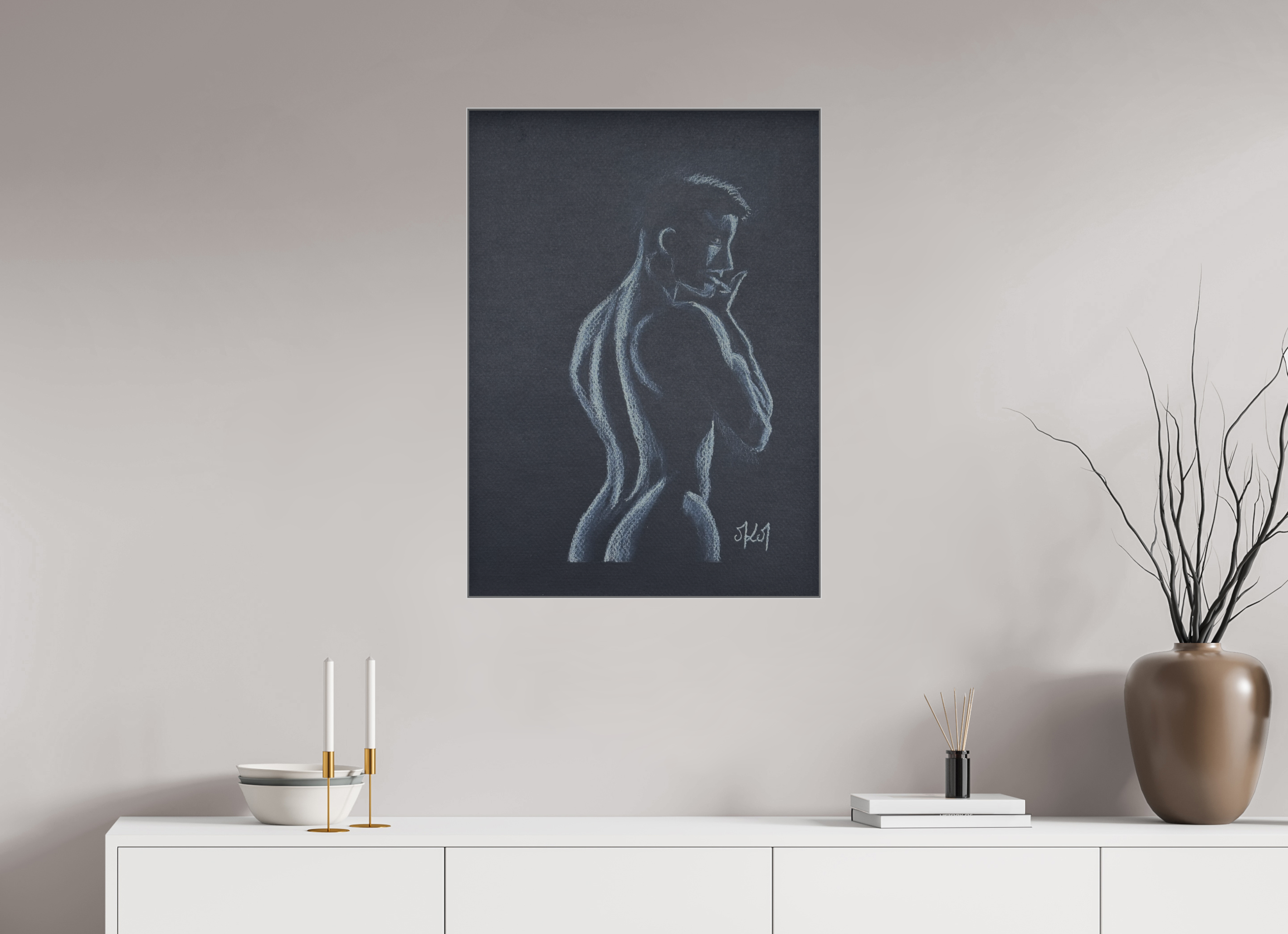 60 x 83,3 cm, Direct Print on Brushed Aluminium Dibond - Silver Curves - Alu Dibond - Silver