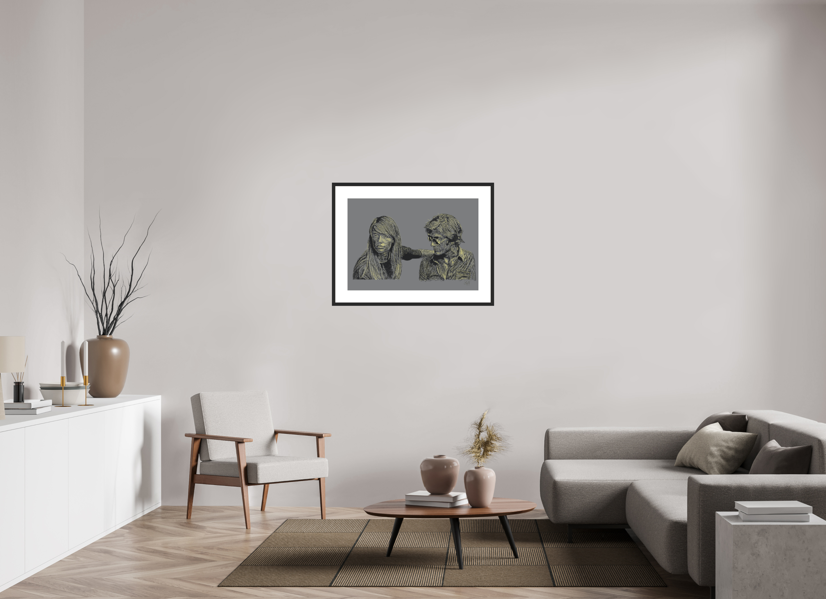 ISO A1 (84,1 x 59,4 cm), Framed Fine Art Print on Hahnemühle William Turner (Matte, Textured) — Acrylic Glass, White Mat Attachment - Balance - Framed Fine Art Paper Print