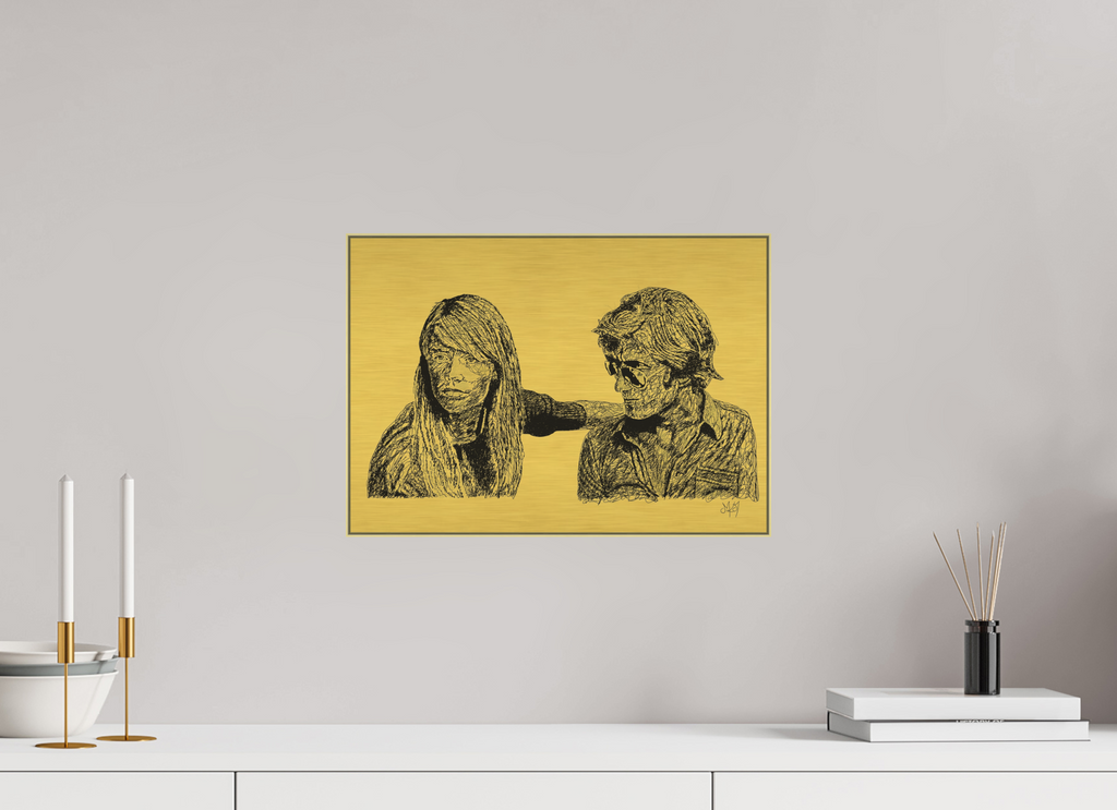 ISO A3 (42 x 29,7 cm), Direct Print on Brushed Aluminium Dibond - Gold Attachment - Dark - Alu Dibond - Gold