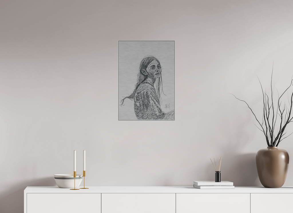ISO A2 (42 x 59,4 cm), Direct Print on Brushed Aluminium Dibond - Silver Rencontre Shadow - Alu Dibond - Silver