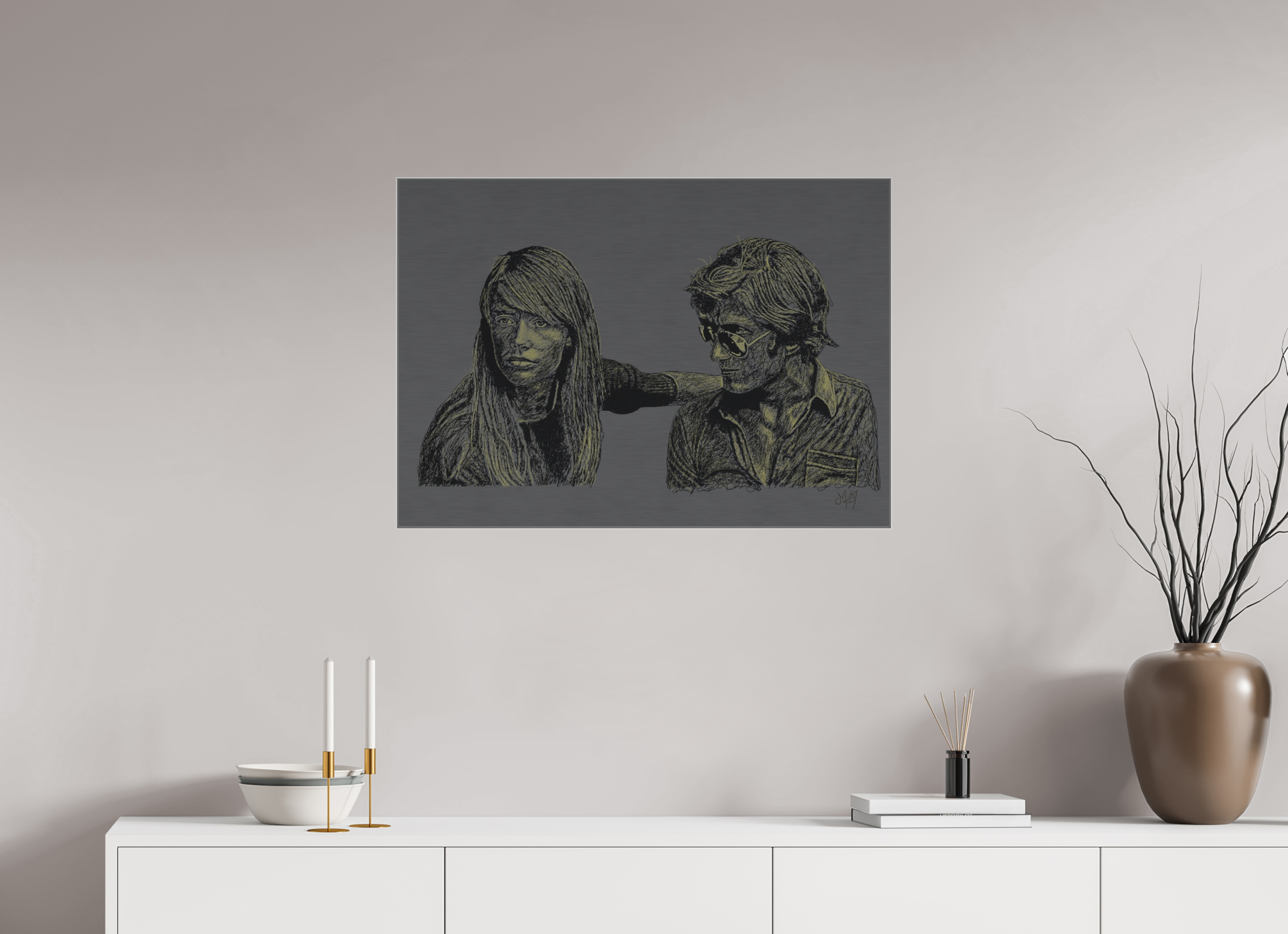 ISO A1 (84,1 x 59,4 cm), Direct Print on Brushed Aluminium Dibond - Silver Attachment - Balance - Alu Dibond - Silver