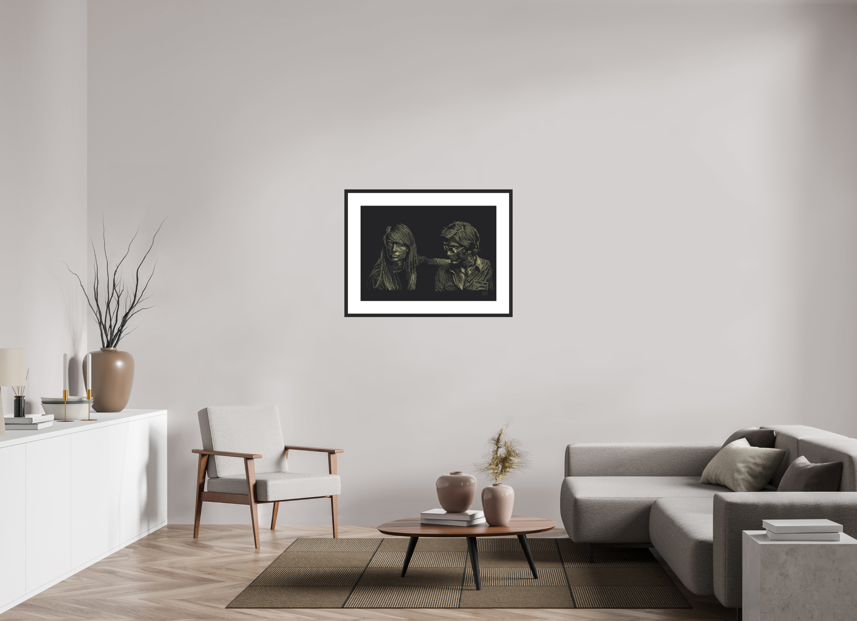 ISO A1 (84,1 x 59,4 cm), Framed Fine Art Print on Hahnemühle William Turner (Matte, Textured) — Acrylic Glass, White Mat Attachment - Light - Framed Fine Art Paper Print