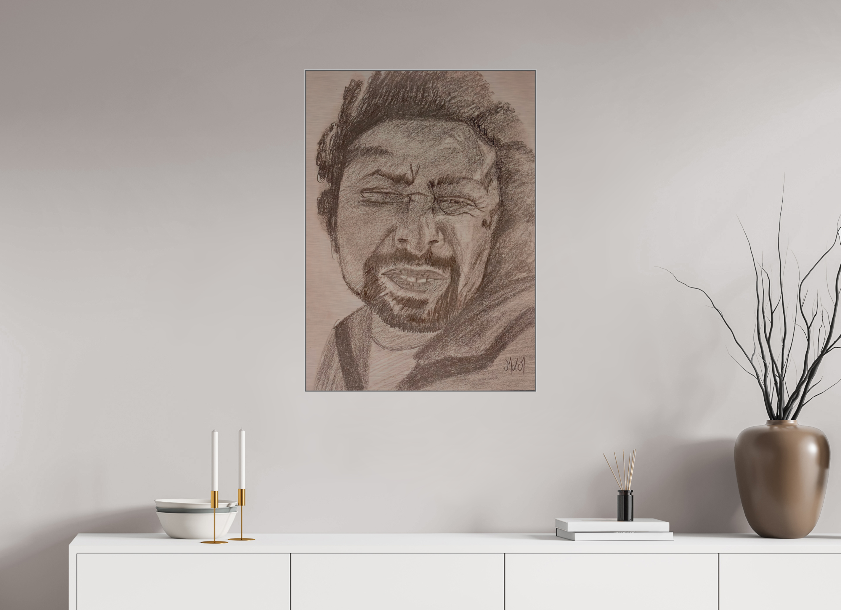 60 x 83,9 cm, Direct Print on Brushed Aluminium Dibond - Silver Wind - Alu Dibond - Silver