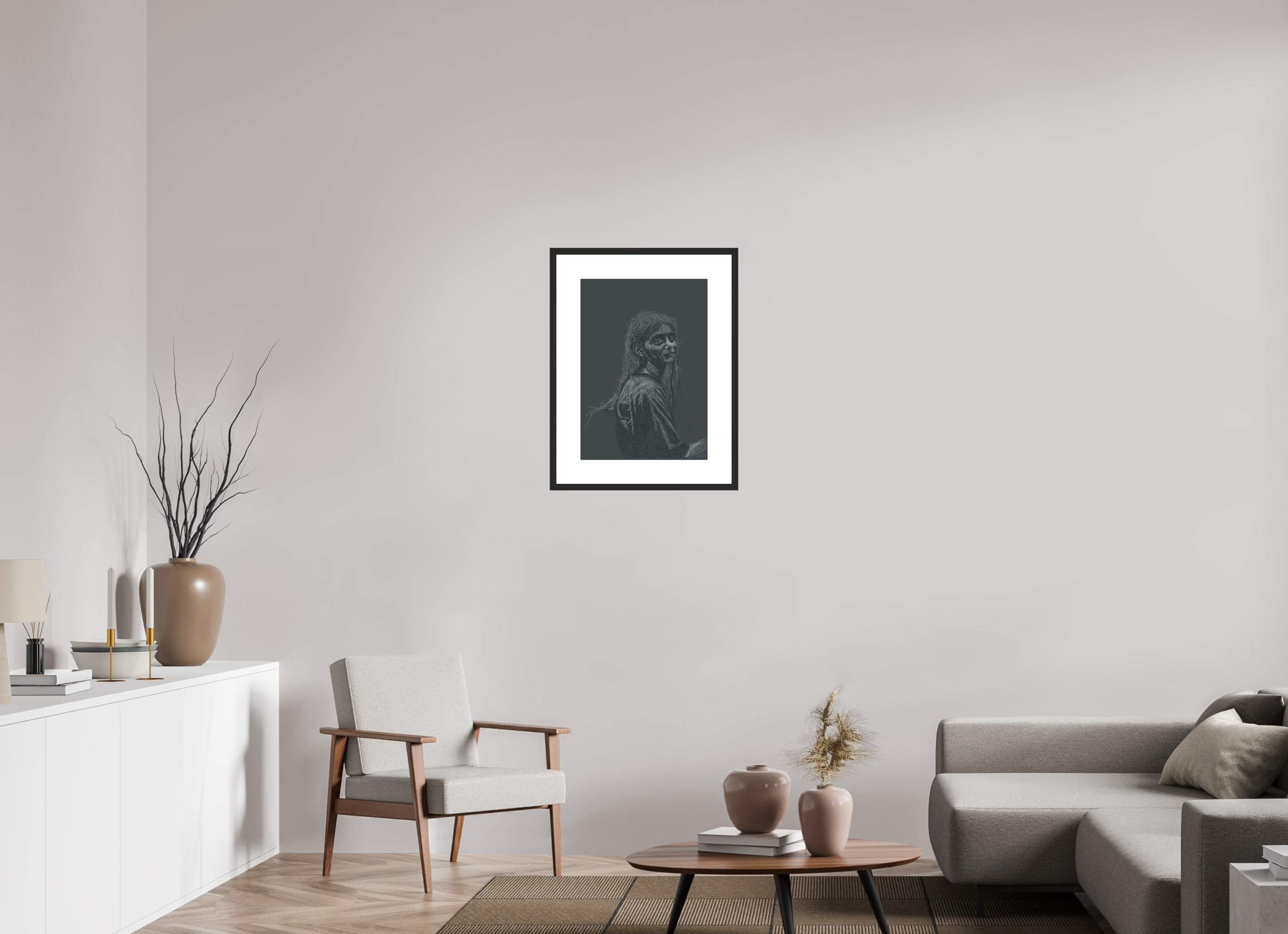 ISO A2 (42 x 59,4 cm), Framed Fine Art Print on Hahnemühle William Turner (Matte, Textured) — Acrylic Glass, White Mat Rencontre - Framed Fine Art Paper Print