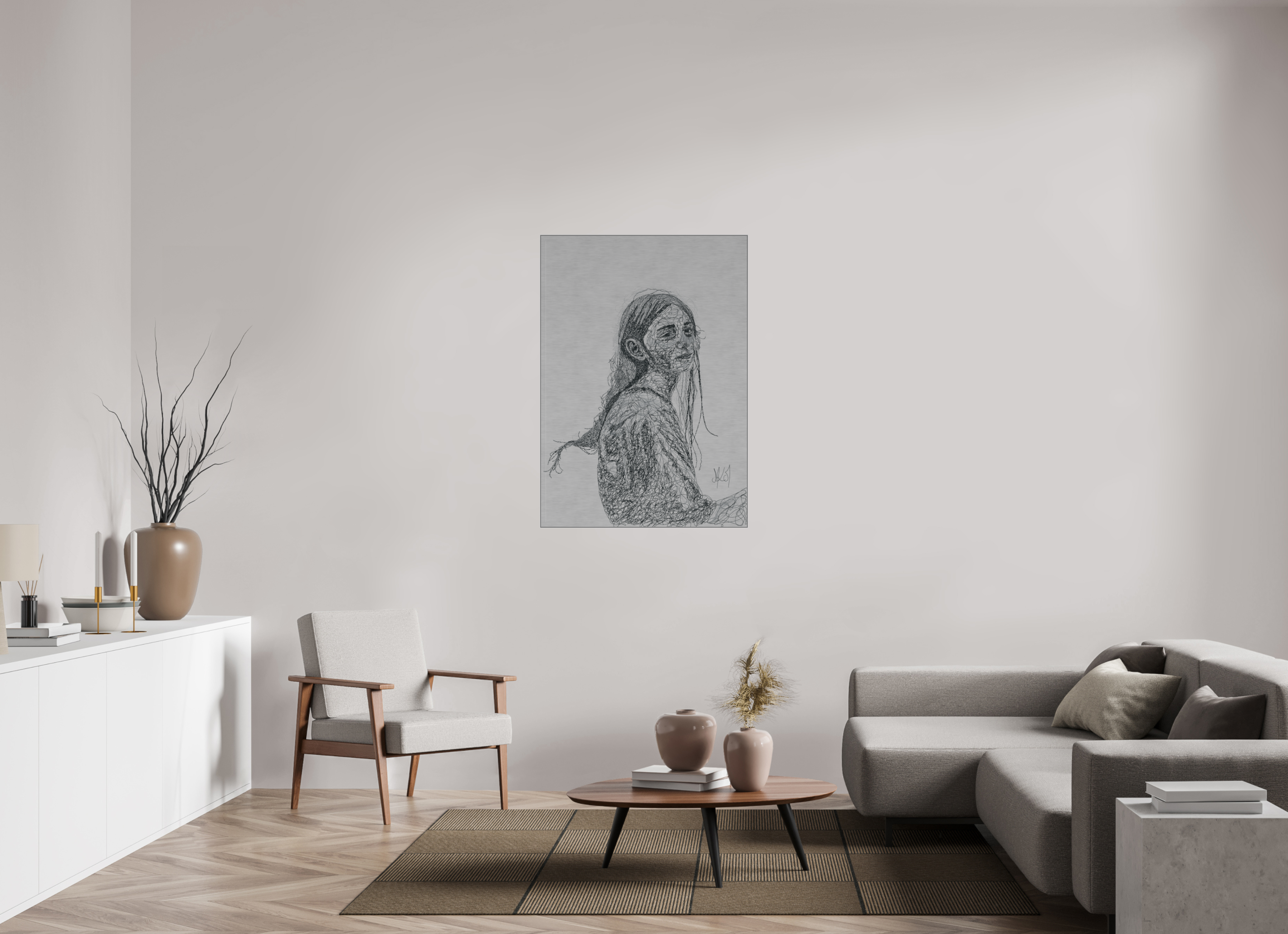 ISO A0 (84,1 x 118,9 cm), Direct Print on Brushed Aluminium Dibond - Silver Rencontre Shadow - Alu Dibond - Silver