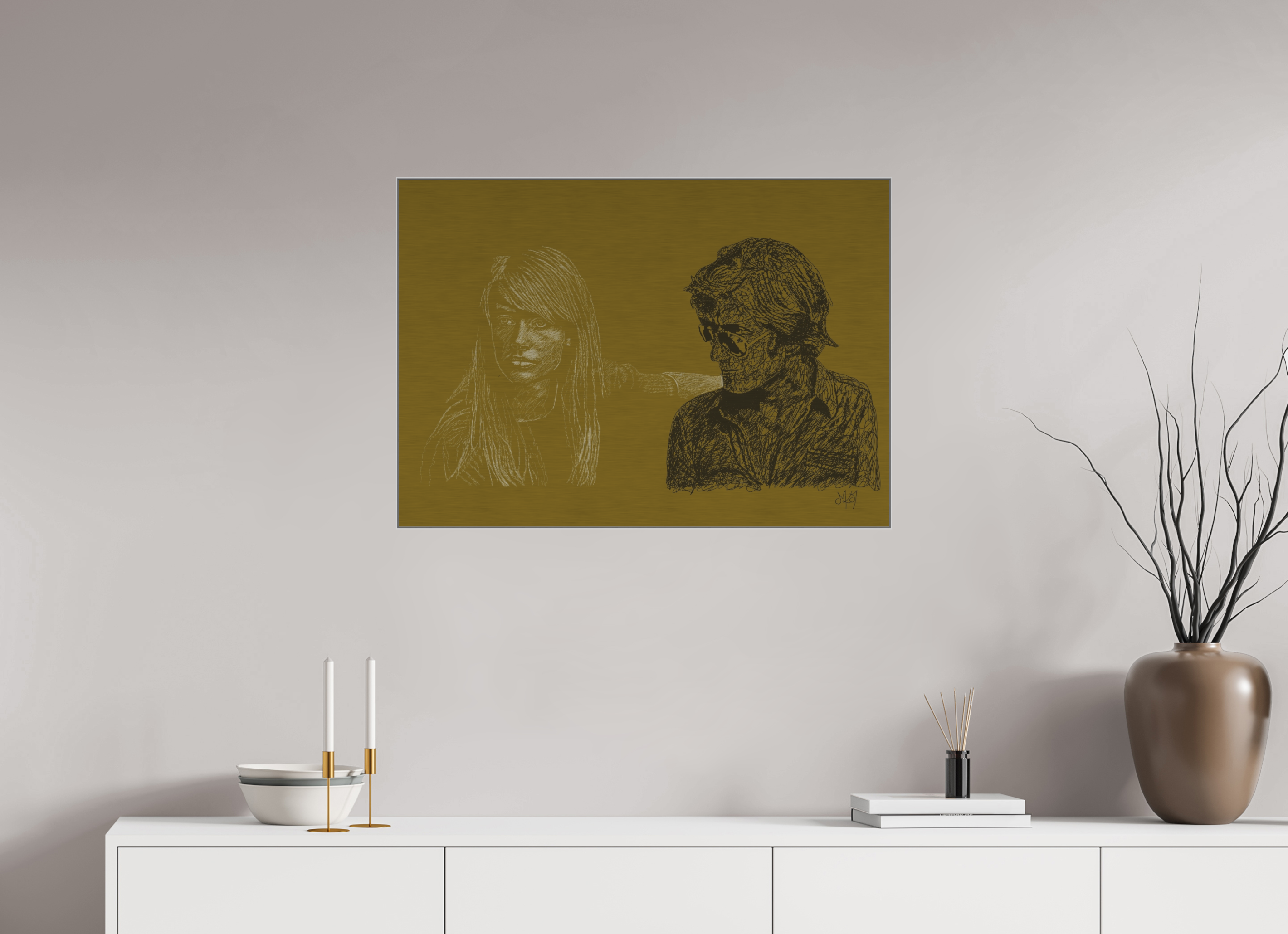 ISO A1 (84,1 x 59,4 cm), Direct Print on Brushed Aluminium Dibond - Silver Attachment - Focus on Light - Alu Dibond - Silver
