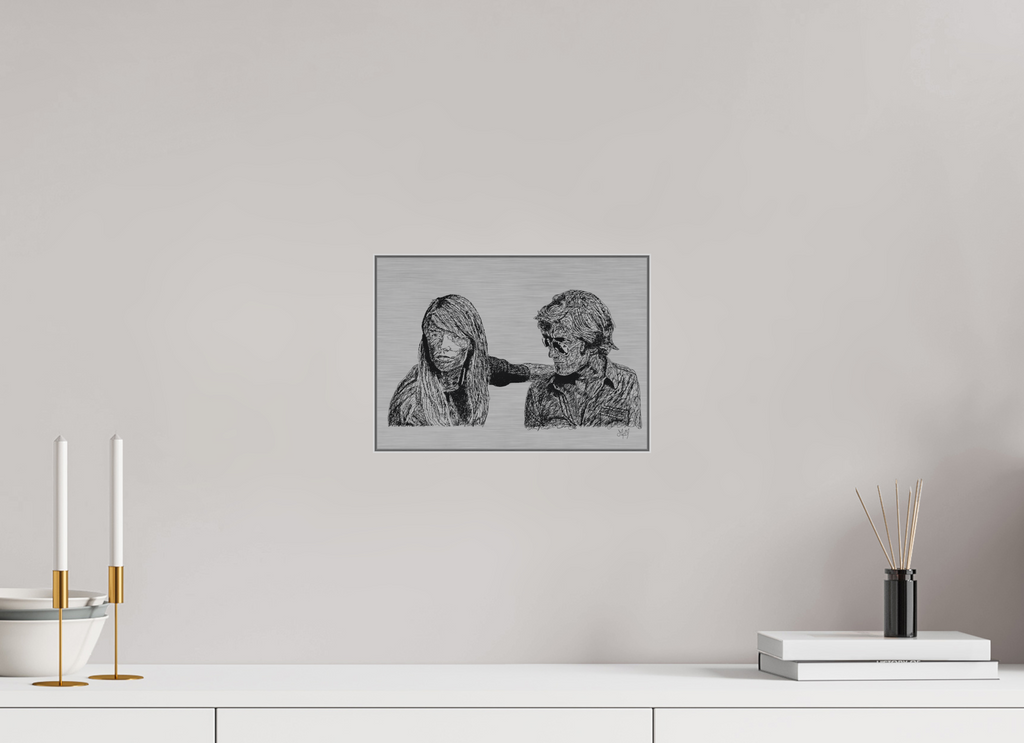 ISO A4 (29,7 x 21 cm), Direct Print on Brushed Aluminium Dibond - Silver Attachment - Dark - Alu Dibond - Silver