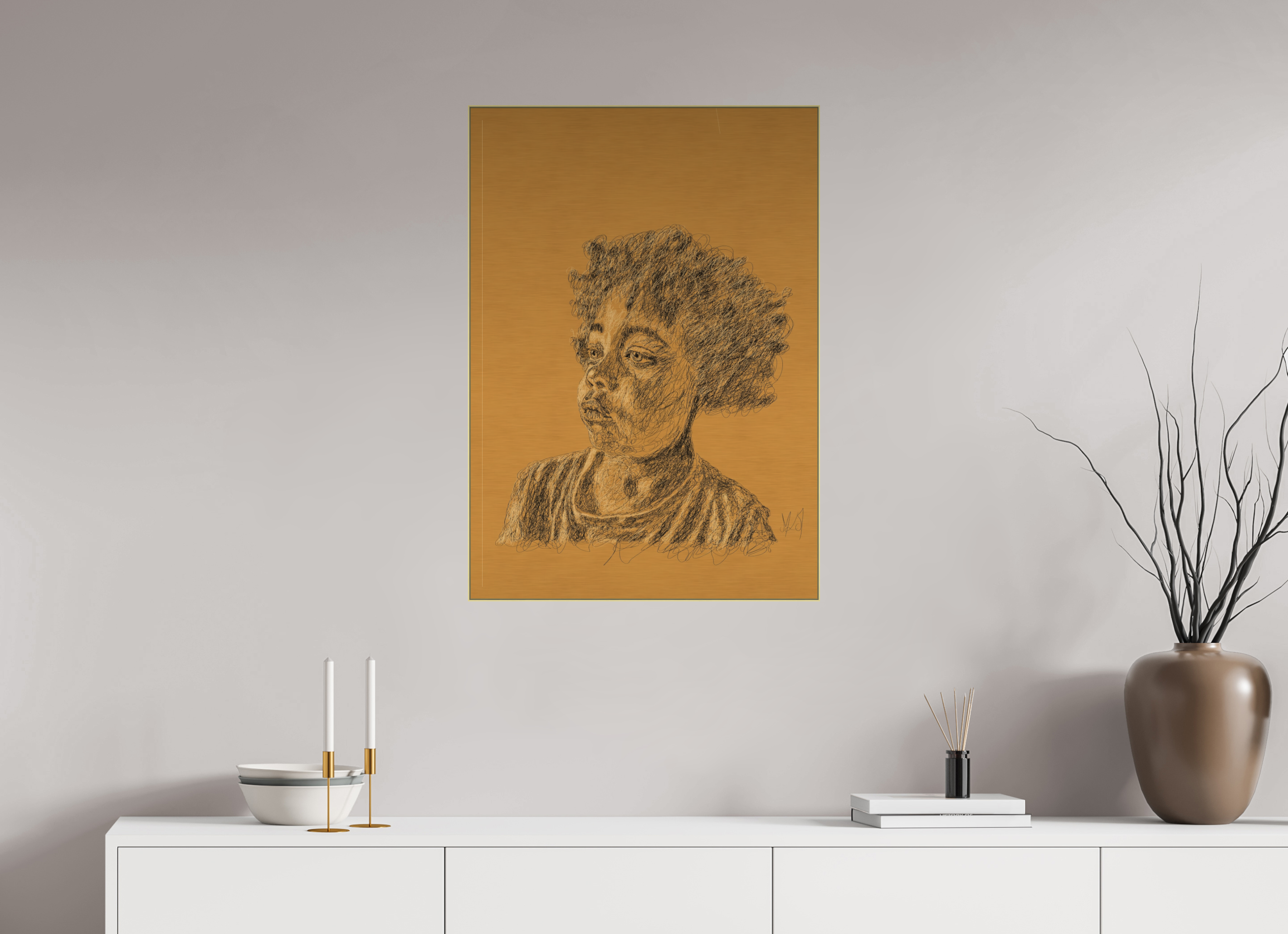 ISO A1 (59,4 x 84,1 cm), Direct Print on Brushed Aluminium Dibond - Gold Vision - Alu Dibond - Gold