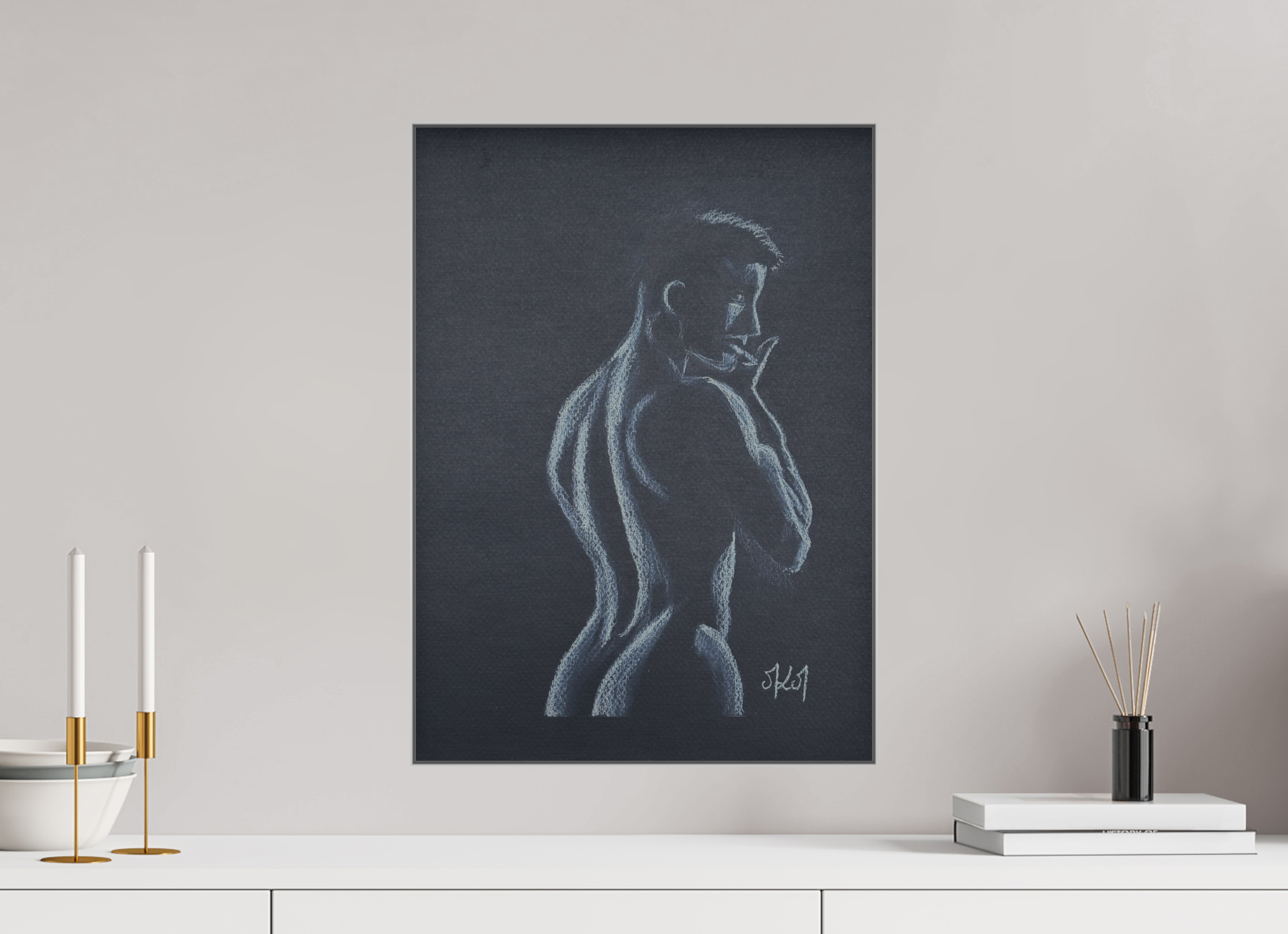 40 x 55,5 cm, Direct Print on Brushed Aluminium Dibond - Silver Curves - Alu Dibond - Silver