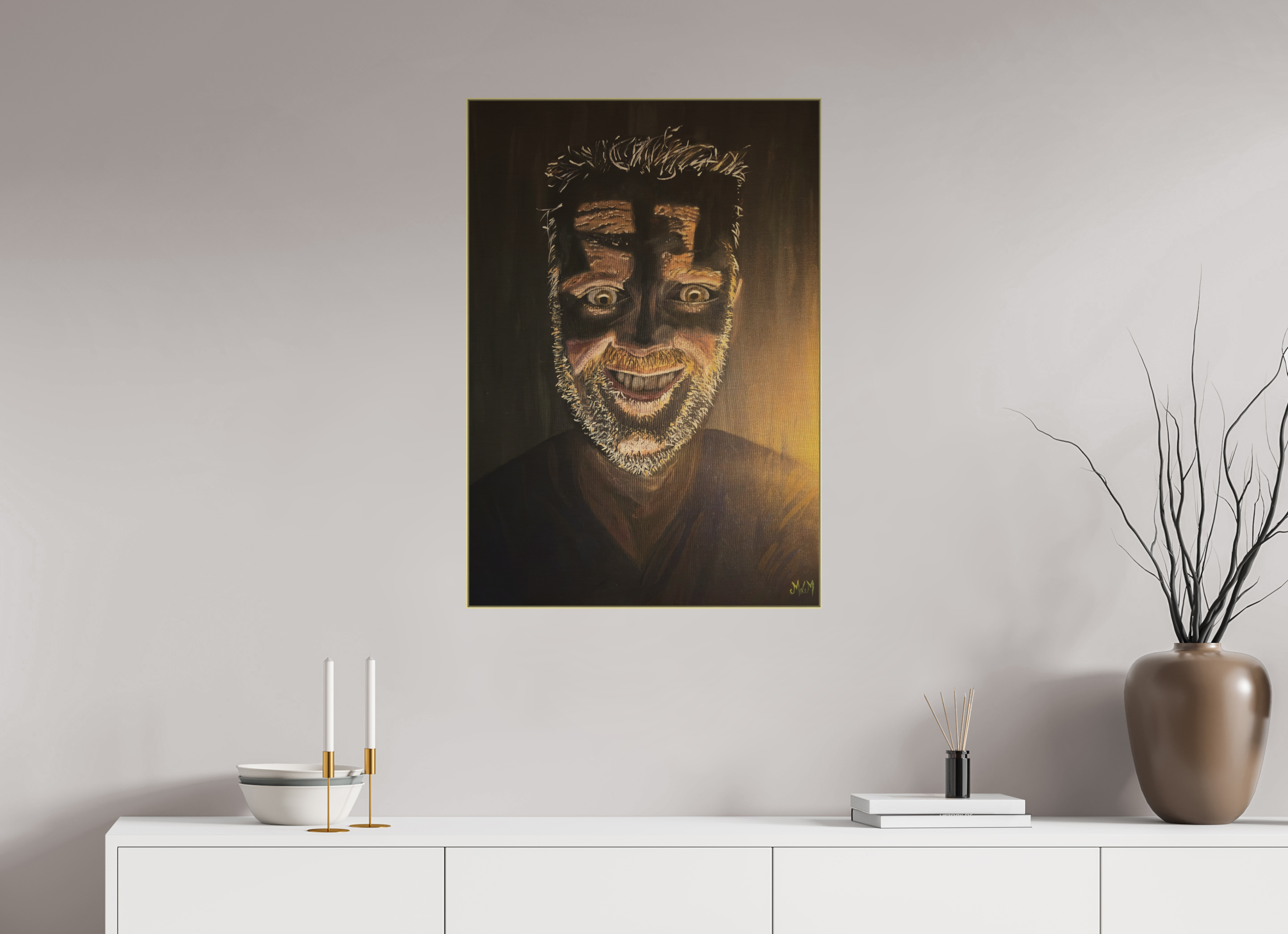 60 x 86,6 cm, Direct Print on Brushed Aluminium Dibond - Gold Layers - Alu Dibond - Gold