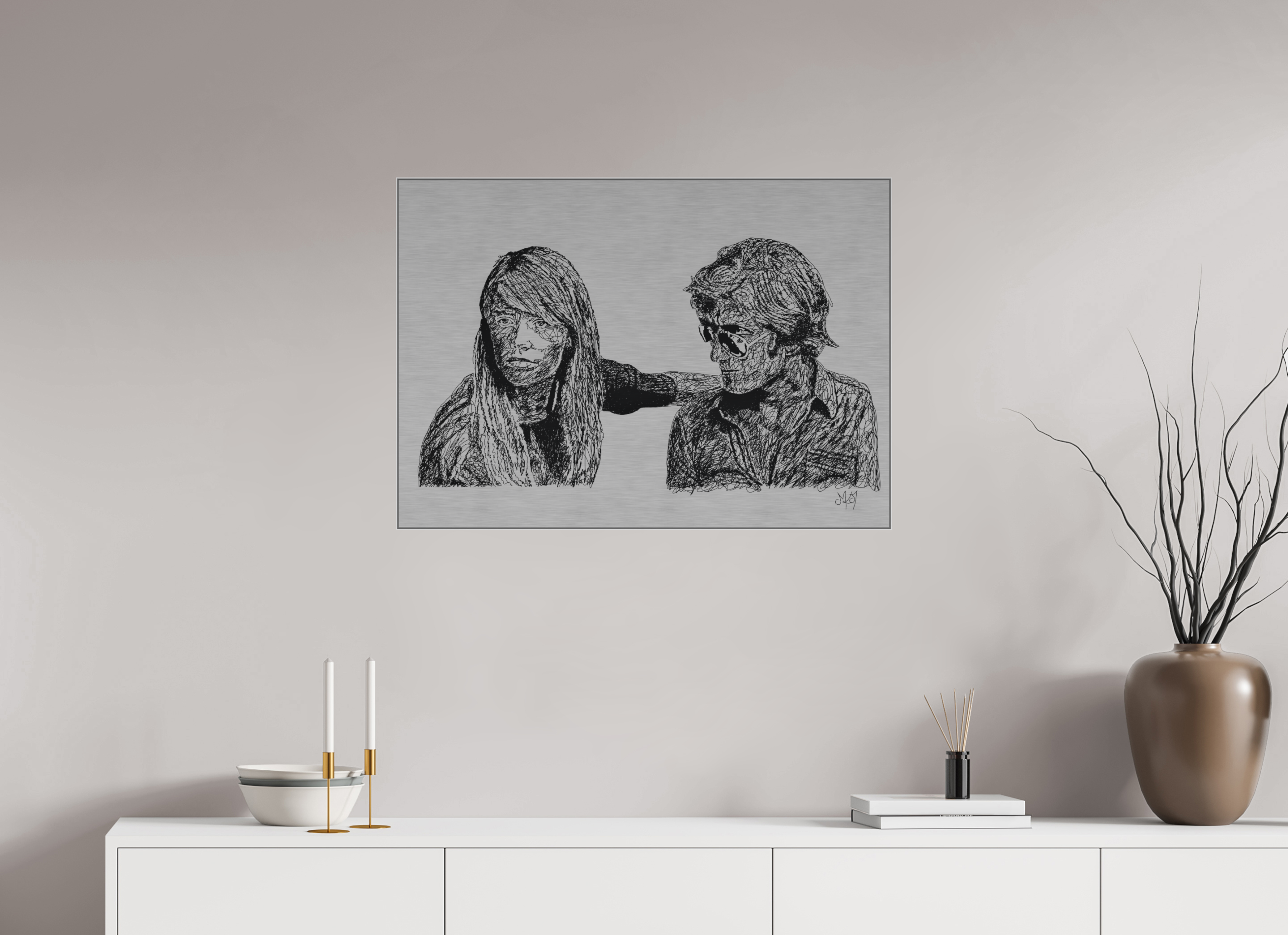 ISO A1 (84,1 x 59,4 cm), Direct Print on Brushed Aluminium Dibond - Silver Attachment - Dark - Alu Dibond - Silver