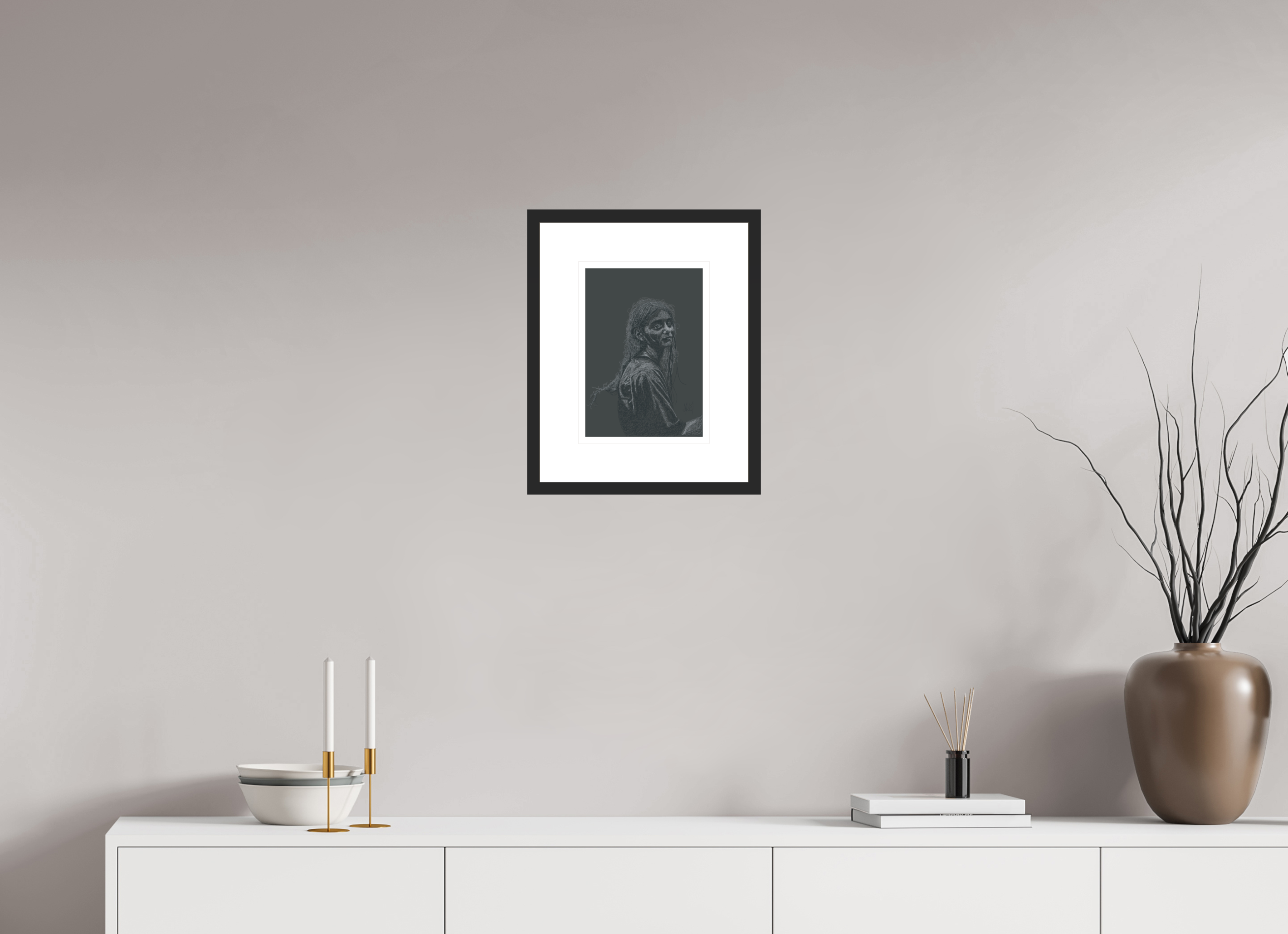 ISO A4 (21 x 29,7 cm), Framed Fine Art Print on Hahnemühle William Turner (Matte, Textured) — Acrylic Glass, White Mat Rencontre - Framed Fine Art Paper Print
