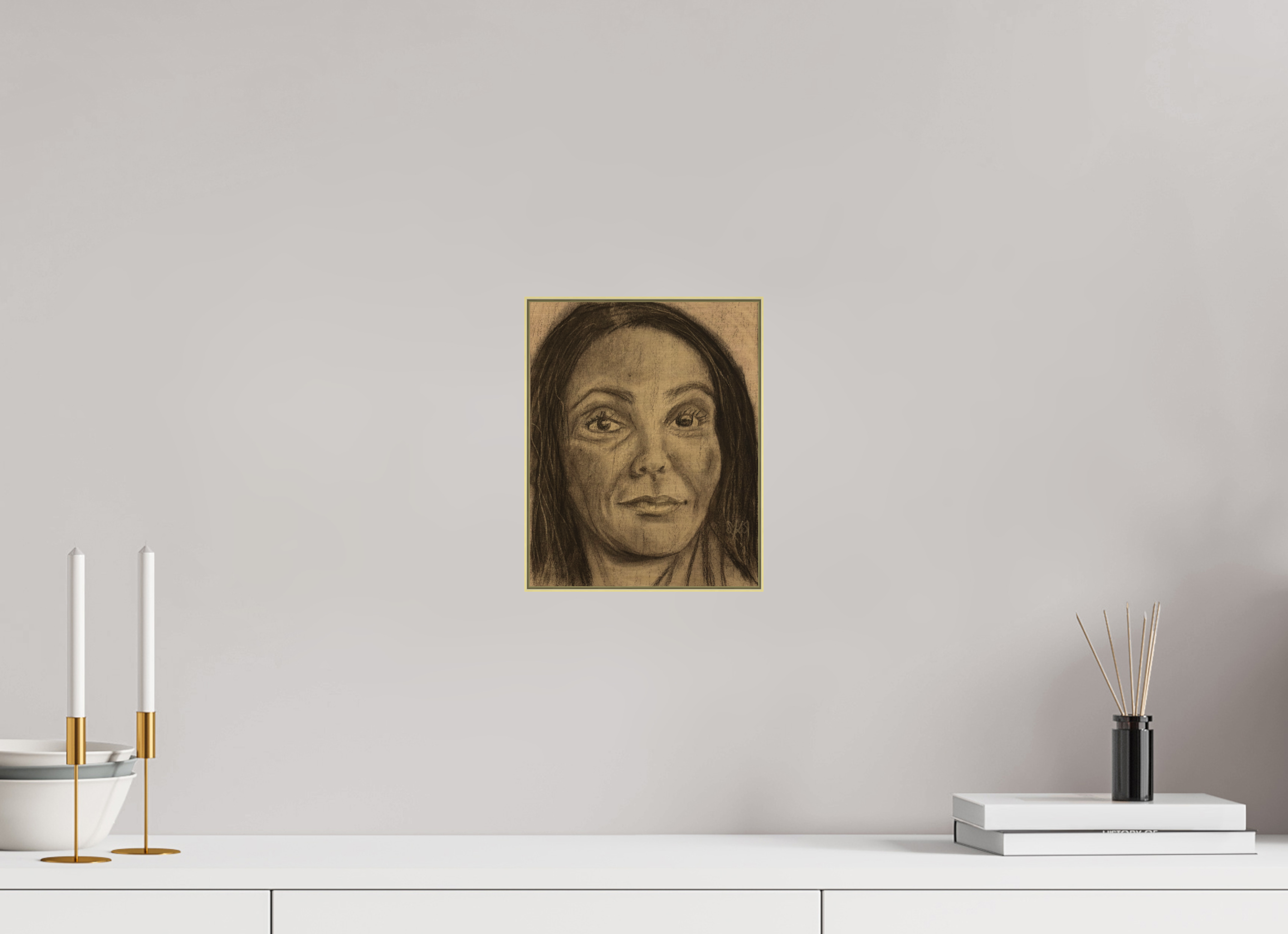 20 x 24,9 cm, Direct Print on Brushed Aluminium Dibond (Gold) with Aluminium Frame Sisterhood - Framed Fine Art Paper Print