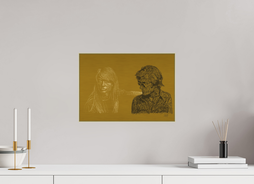 ISO A3 (42 x 29,7 cm), Direct Print on Brushed Aluminium Dibond - Gold Attachment - Focus on light - Alu Dibond - Gold