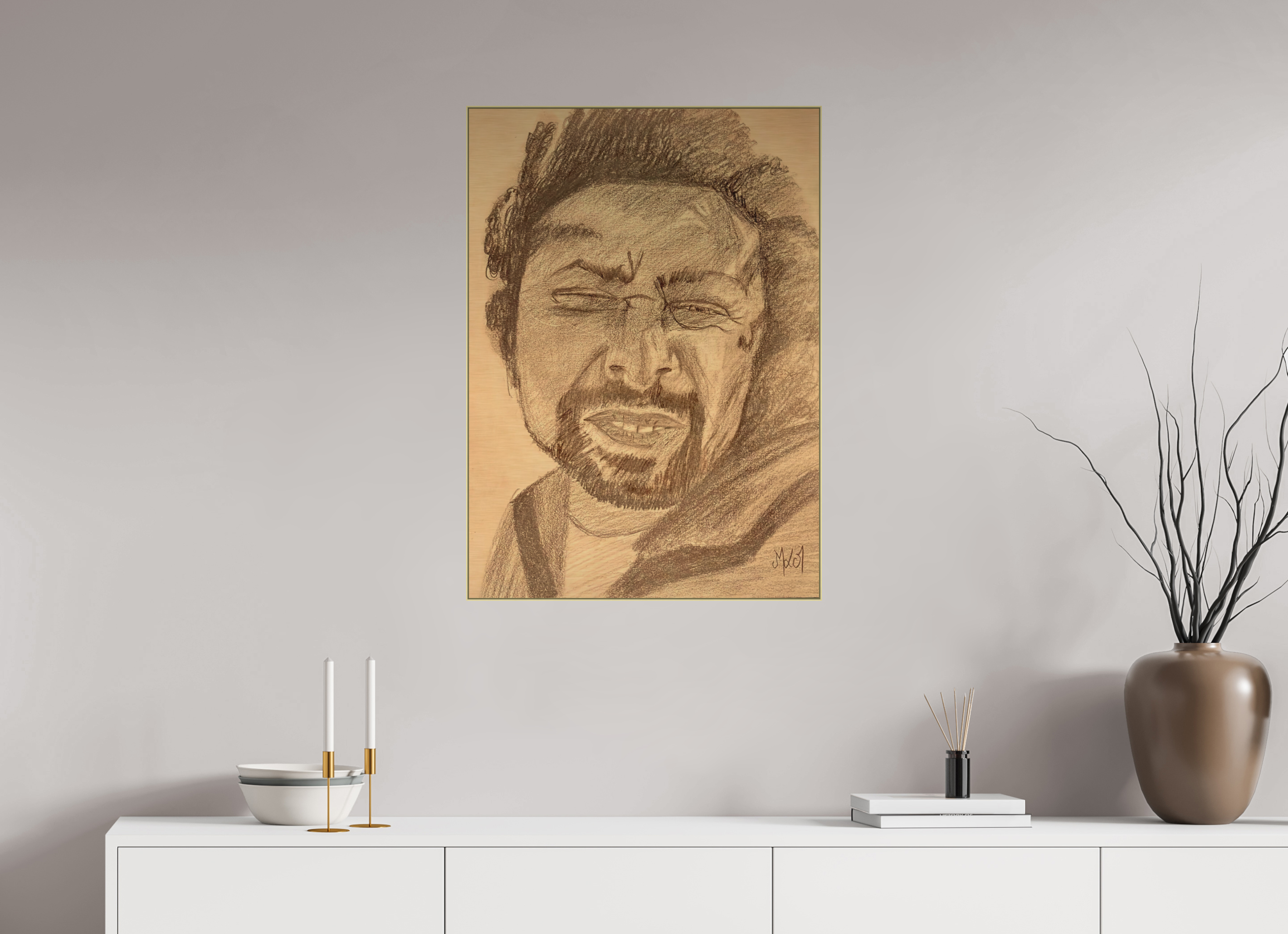 60 x 83,9 cm, Direct Print on Brushed Aluminium Dibond - Gold Wind - Alu Dibond - Gold