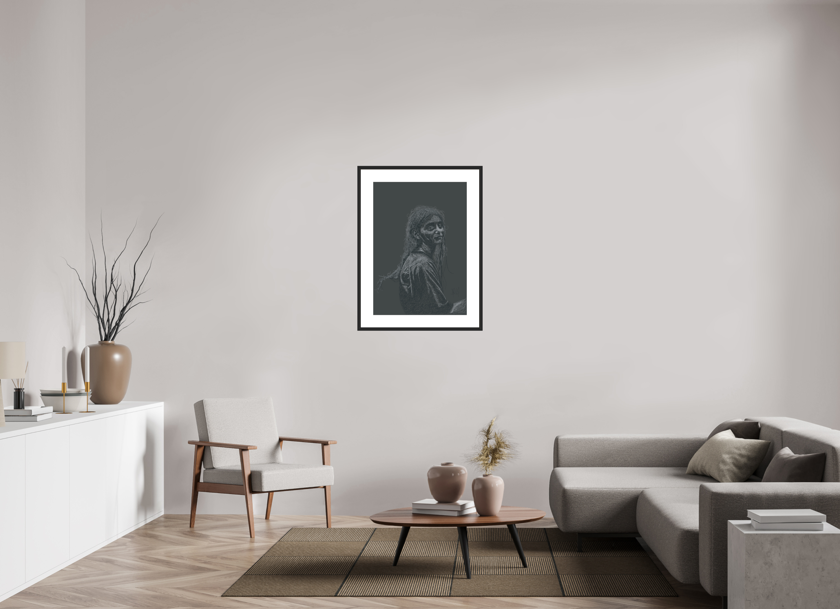ISO A1 (59,4 x 84,1 cm), Framed Fine Art Print on Hahnemühle William Turner (Matte, Textured) — Acrylic Glass, White Mat Rencontre - Framed Fine Art Paper Print