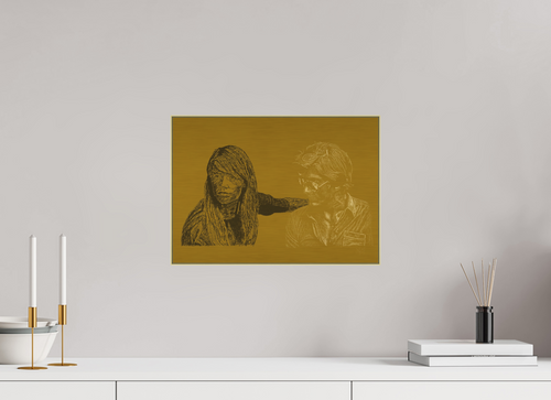 ISO A3 (42 x 29,7 cm), Direct Print on Brushed Aluminium Dibond - Gold Attachement - Focus on Dark - Alu Dibond - Gold